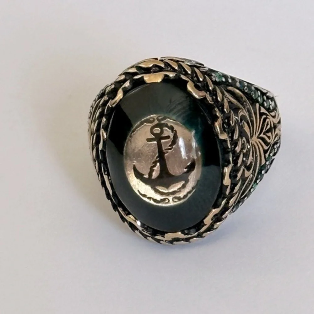 925 Silver Nautical Pirate Sailor Anchor Ring Unisex